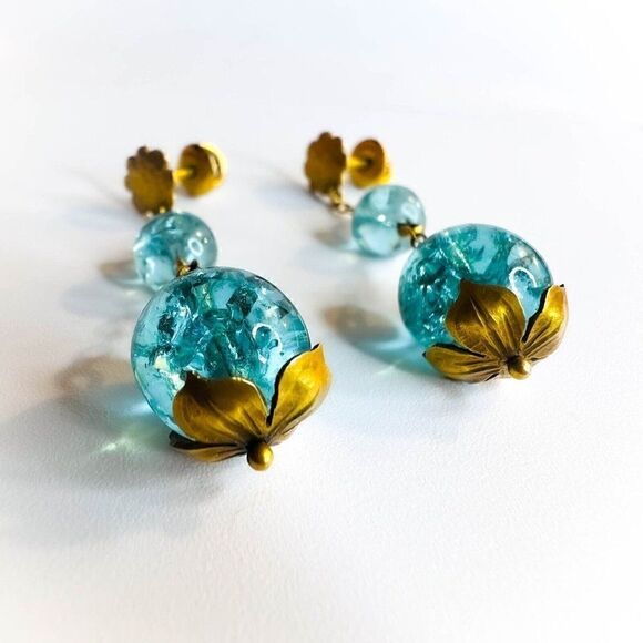 ANTIQUE- 10k Gold Art Nouveau Earrings Victorian Screwback Earrings ca.1894-5.3g - Picture 4 of 15